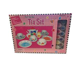 Paint Your Own Tea Set Kit By Schylling - Includes Paint Brush & Ceramic Tea Set